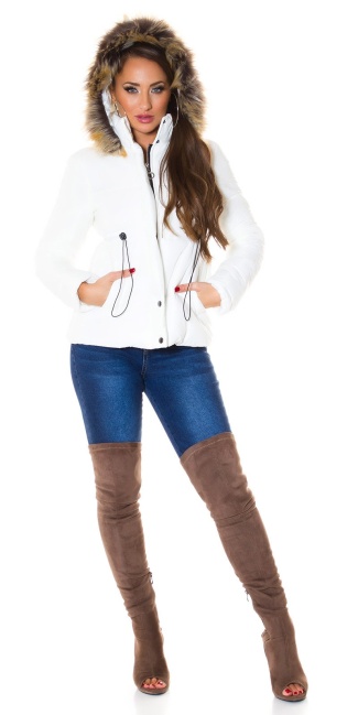 Trendy winter jacket with a detachable hood White